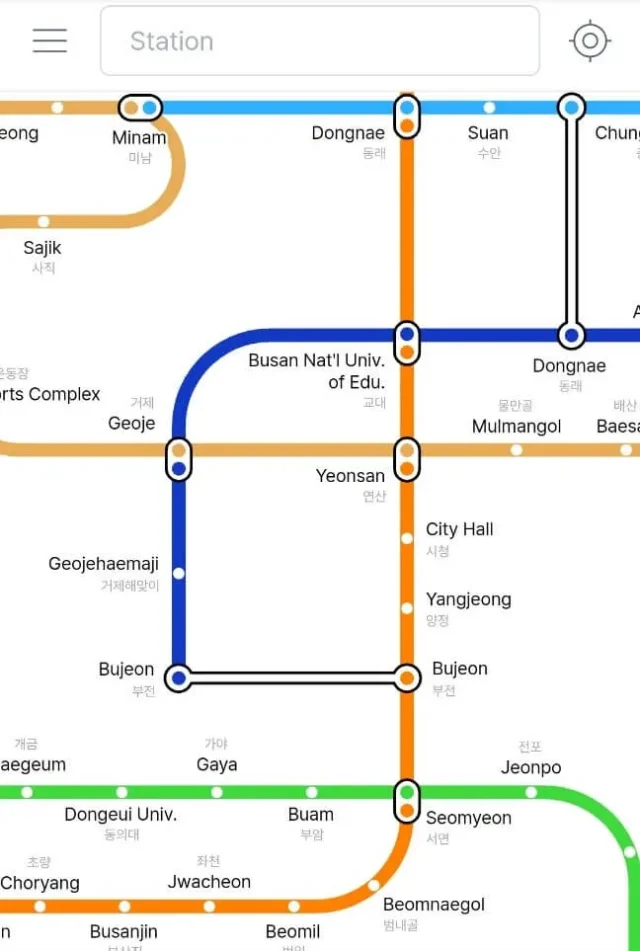 釜山地下鉄の専用アプリ、釜山地下鉄路線図2024