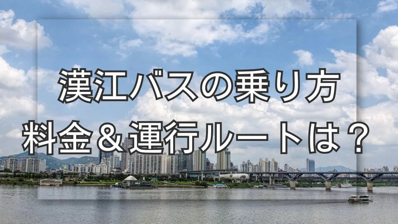 漢江バスの乗り方や料金は？運行ルートや旅行での活用方法を紹介