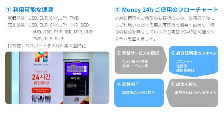 24時間利用できる両替所明洞