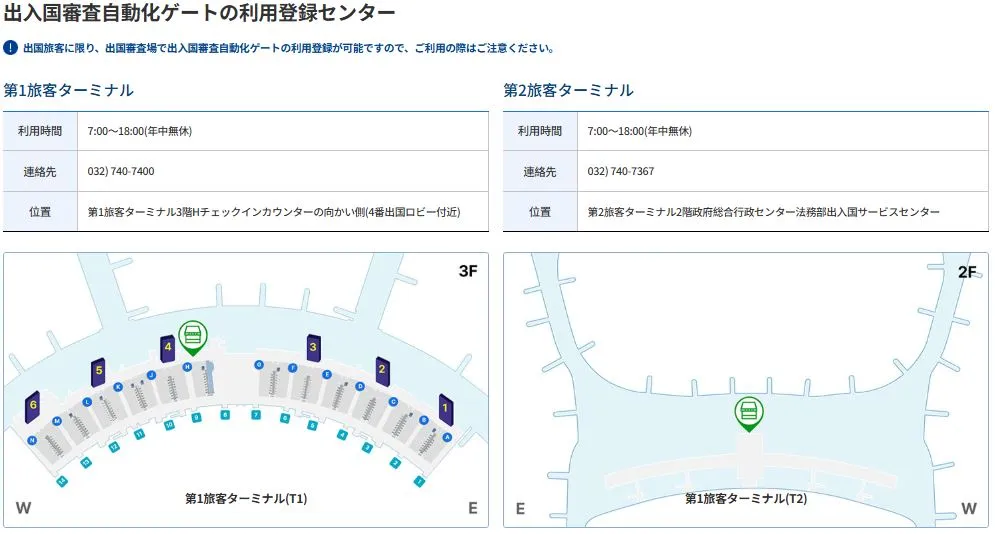 仁川空港での入国審査自動化ゲート